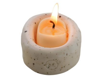 HONEY FLAMINGO 5735 Candle & Holder Gift Set Oatmeal Stone Version