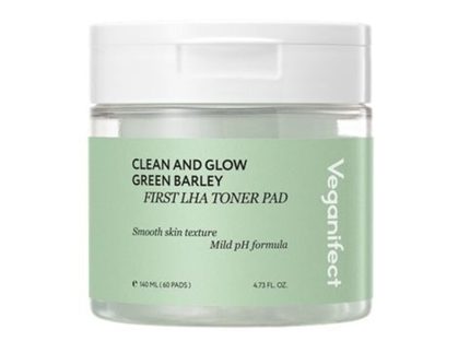 Veganifect Clean And Glow Green Barley First LHA Toner Pad 60 sheets